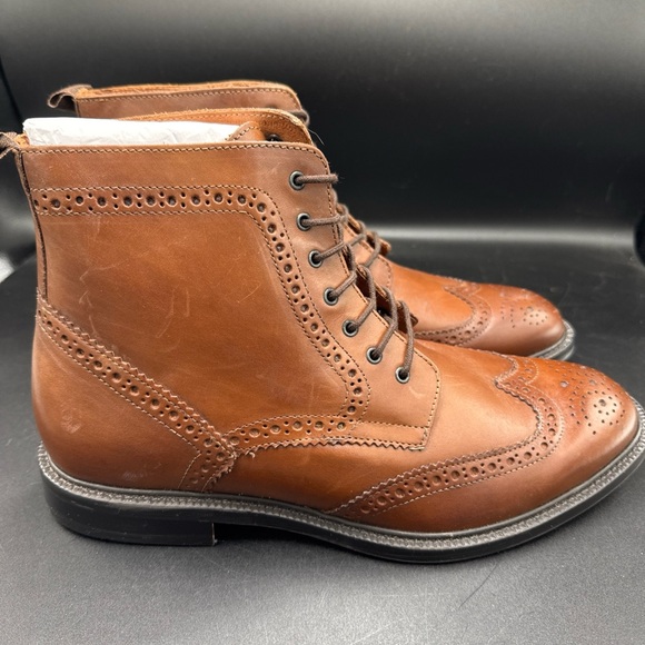 Stafford Mens Boots Size 9 M Wingtip Ankle Brown Leather Lace Up Chukka Lace Up - Picture 7 of 7